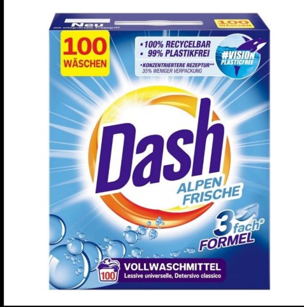 Прах за пране Dash 100пр 6кг за бели дрехи