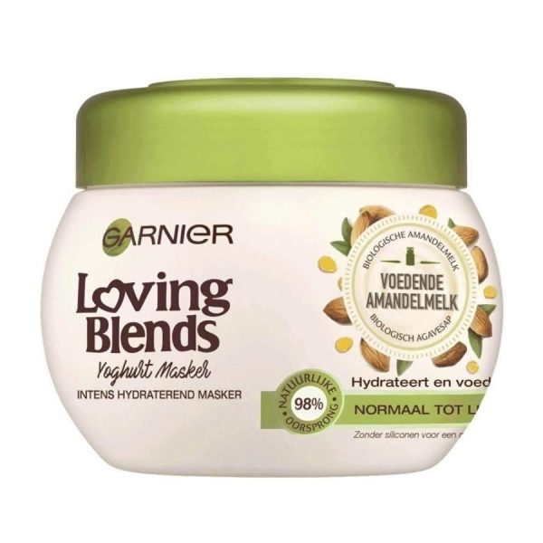 GARNIER LOVING BLENDS HYDRATEREND 3IN1 MASKER АMANDELMELK & АGAVESAP БИО ХИДРАТИРАЩА МАСКА ЗА КОСА С КИСЕЛО МЛЯКО БАДЕМОВО МЛЯКО И СОК ОТ АГАВЕ 300 МЛ ХОЛАНДСКО КАЧЕСТВО