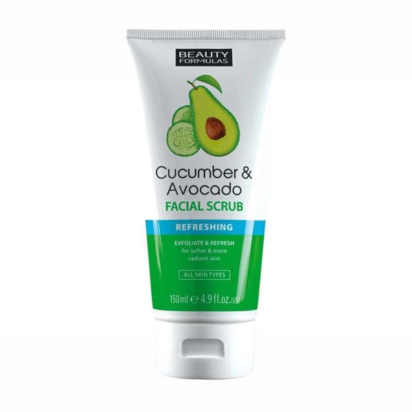 BEAUTY FORMULAS CUCUMBER & AVOCADO FACIAL SCRUB ЕКСОФОЛИРАЩА КРЕМООБРАЗНА СКРАБ ЗА ЛИЦЕ С КРАСТАВИЦА И АВОКАДО 150 МЛ АНГЛИЙСКО КАЧЕСТВО