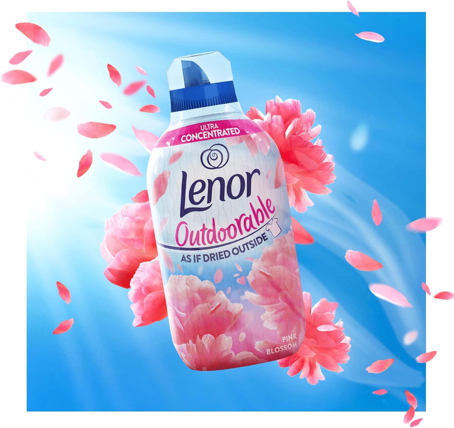 LENOR OUTDOORABLE FABRIC CONDITIONER ULTRA CONCENTRATED PINK BLOSSOM ОМЕКОТИТЕЛ ЗА ТЪКАНИ С АРОМАТ НА ЯБЪЛКОВ ЦВЯТ, СЛАДЪК ПЪПЕШ И КЕХЛИБАР 462МЛ / 33ПР АНГЛИЙСКО КАЧЕСТВО