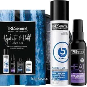Tresemme Hydrate & Hold Gift Set Комплект грижа за косата и стайлинга - шампоан балсам лак за коса спрей за топлинна защита и несесер Английско качество