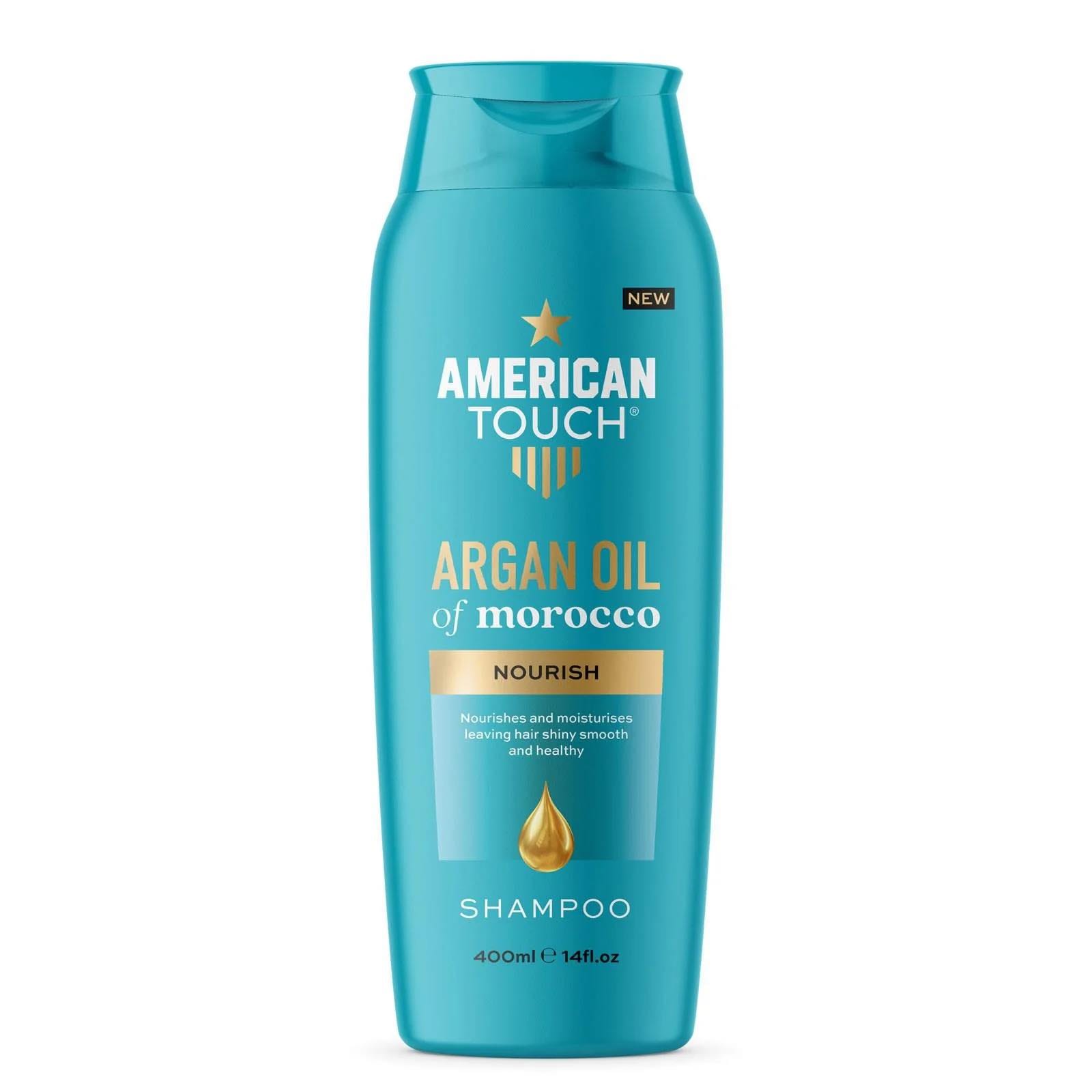 American Touch Argan Oil Of Morocco Nourish Shampoo Подхранващ шампоан за блестяща коса с Мароканско арганово масло 400 мл Английско качество