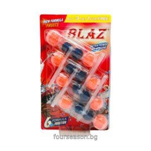 BLAZ АРОМАТИЗАТОР ЗА ТОАЛЕТНА ЧИНИЯ, СИНЯ ВОДА, 4 БРОЯ, FRUITS
